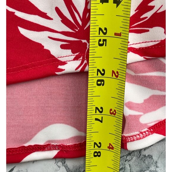 I.N.C. Womens 3X Button Placket Top V-Neck & bright red White Floral Long Sleeve - Picture 4 of 9